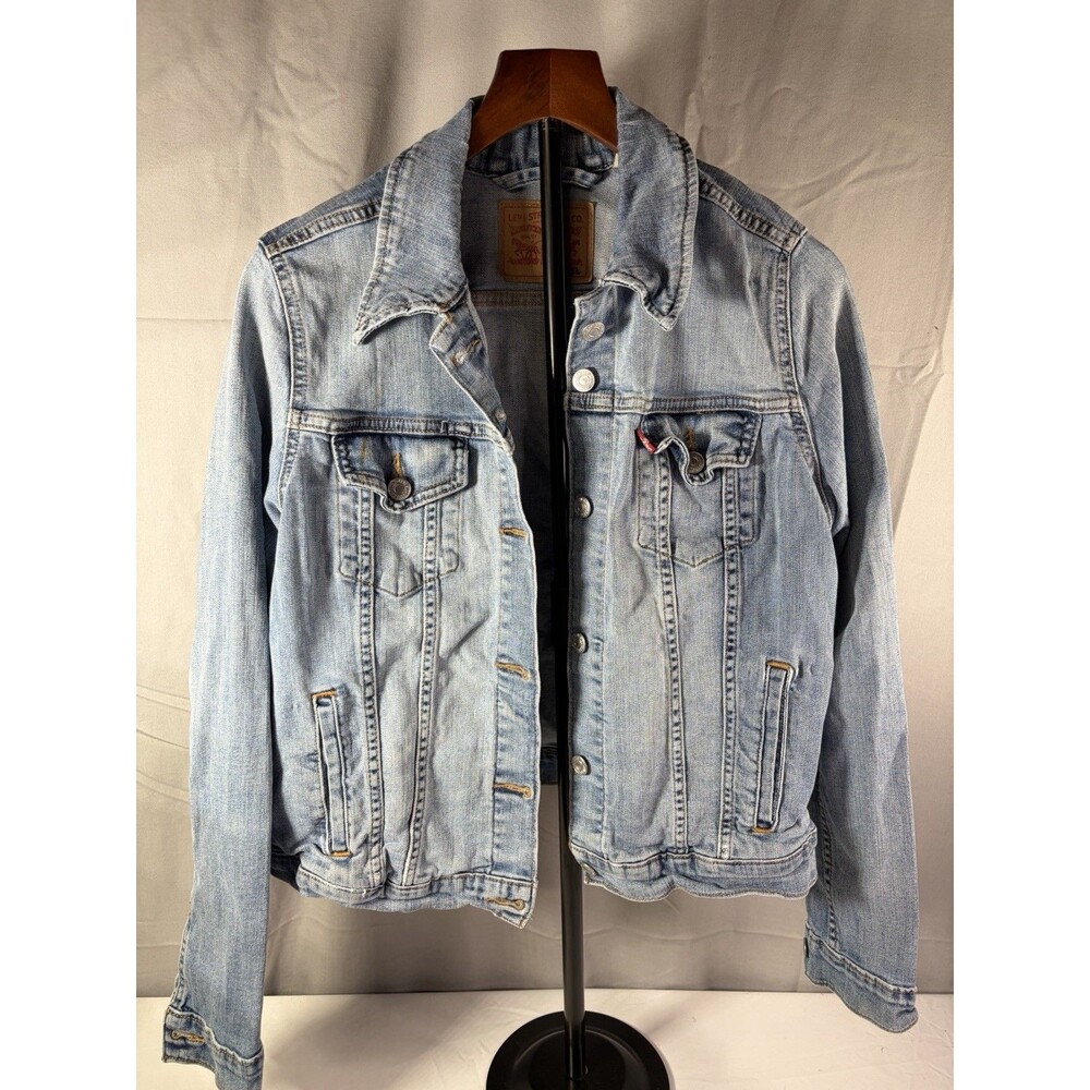 Levi's Girls Denim Trucker Jacket Light Wash Size XL, Nice Worn Look
